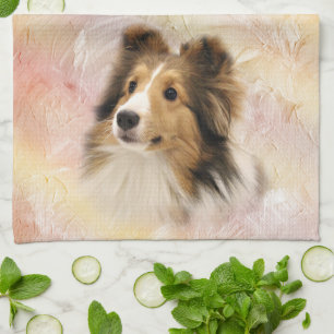 Linge De Cuisine Le sable Sheltie font face