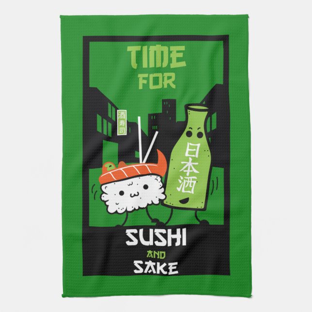 Linge De Cuisine Le Sushi Et Le Sake (Vertical)