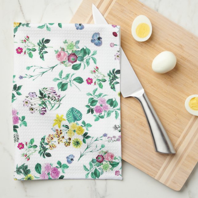 Linge De Cuisine Léger joli motif floral été (Quart Plié)