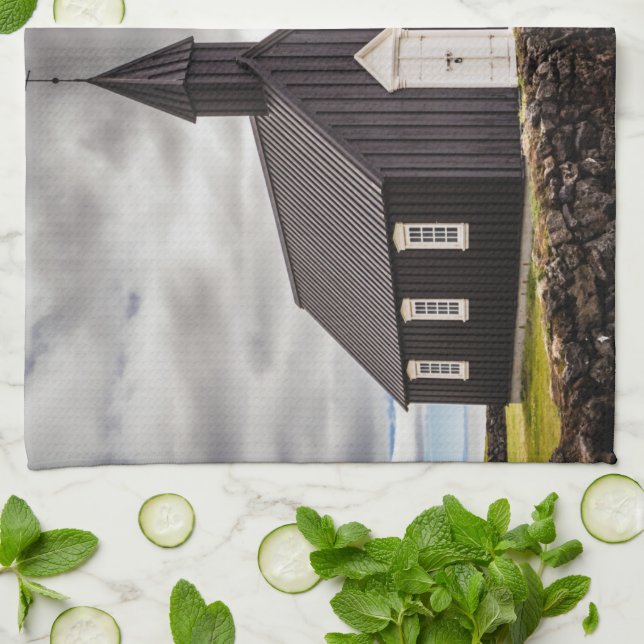 Linge De Cuisine L'Église Noire De Budir, Islande (Plié)