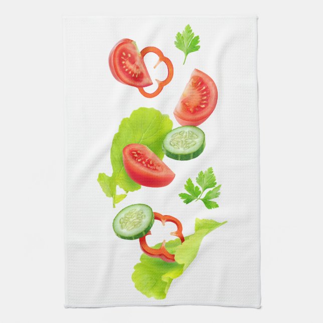 Linge De Cuisine Légumes frais en baisse (Vertical)