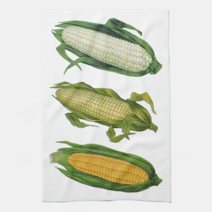 Linge De Cuisine Légumes sains de nourriture vintage, maïs frais su
