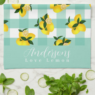Linge De Cuisine Lemon Chic Aqua En vichy