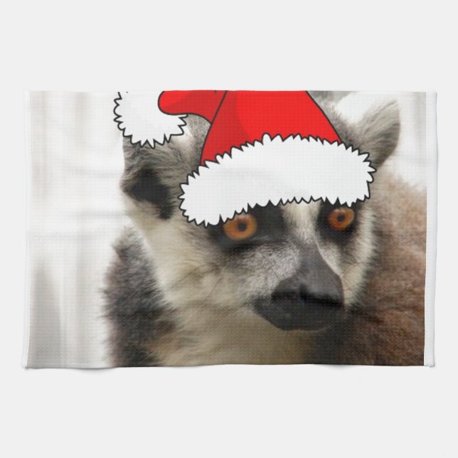 Linge De Cuisine Lemur de Noël (Horizontal)