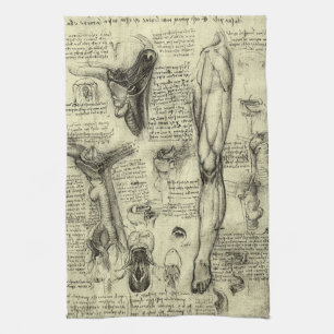 Linge De Cuisine Leonardo da Vinci Vintage Anatomie humaine Larynx 