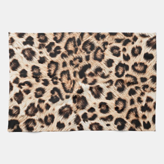 Linge De Cuisine Leopard Design Motif : Wild Elegance. (Horizontal)