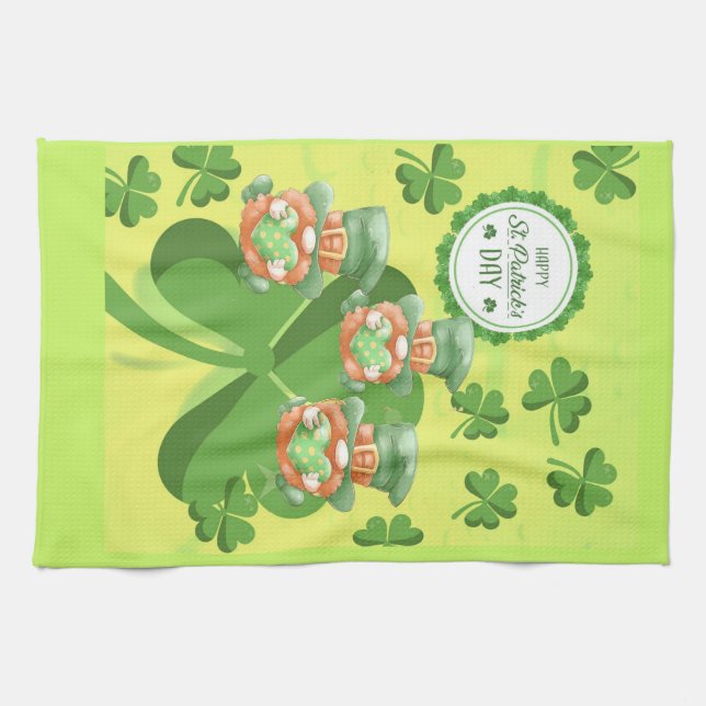 Linge De Cuisine Leprachauns en marche ! Jour de la St Patrick (Horizontal)