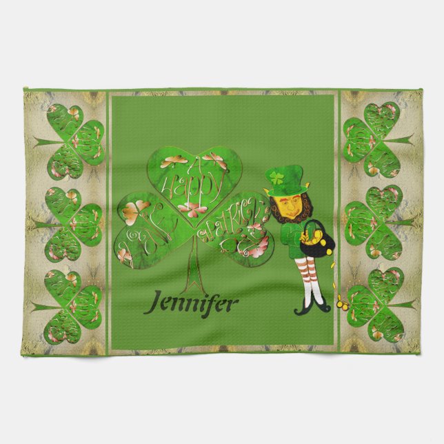 Linge De Cuisine Leprechaun Shamrocks lancer la couverture (Horizontal)