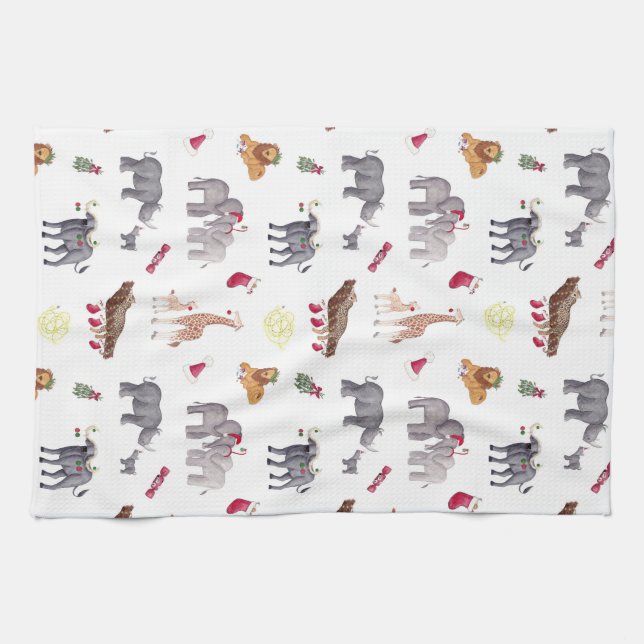 Linge De Cuisine Les 5 grands animaux africains de Noël (Horizontal)