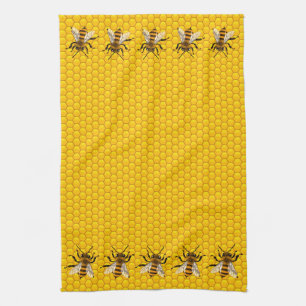 Linge De Cuisine Les abeilles de miel réalistes sur le peigne de m
