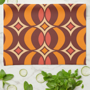 Linge De Cuisine Les années 70 géométrique Retro Globe Motif Automn