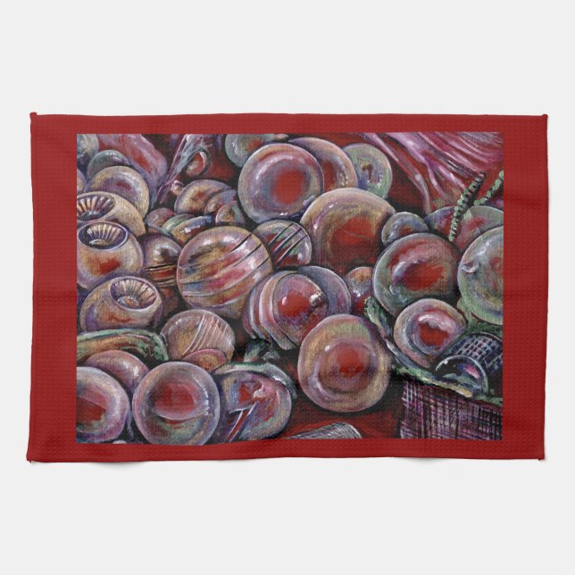 Linge De Cuisine Les balles de Noël rouges (Horizontal)