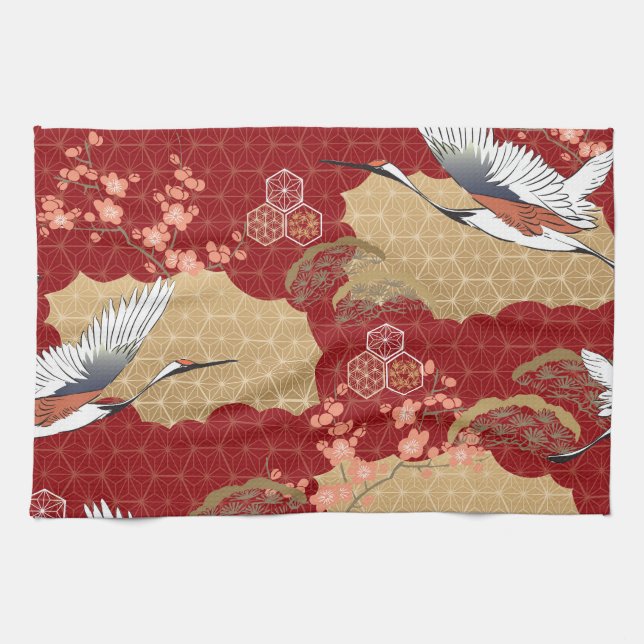 Linge De Cuisine Les fleurs japonaises de kimono (Horizontal)