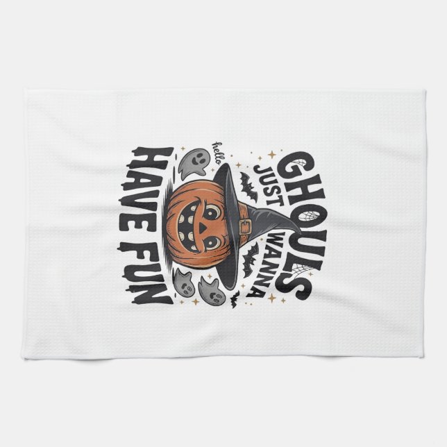 Linge De Cuisine Les goules veulent juste s'amuser Halloween Citrou (Horizontal)