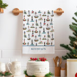 Linge De Cuisine Les phares de Noël côtiers<br><div class="desc">Cette serviette de cuisine de Noël nautique personnalisée dispose d'une variété de phares décorés pour les vacances, sur un arrière - plan blanc, avec le nom au fond. Veuillez vérifier la collection pour les produits correspondants. Si vous désirez plus de produits assortis ou d'autres couleurs, veuillez me contacter par l'intermédiaire...</div>