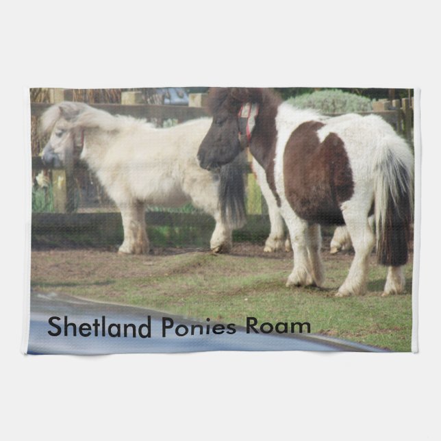 Linge De Cuisine Les poneys de Shetland errent (Horizontal)