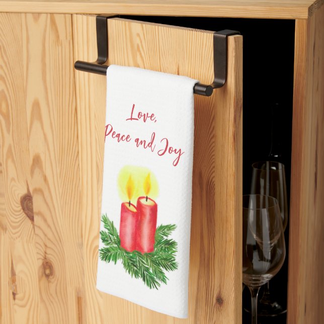 Linge De Cuisine L'esprit des bougies de Noël aime la paix et la jo (Pliage en tiers)