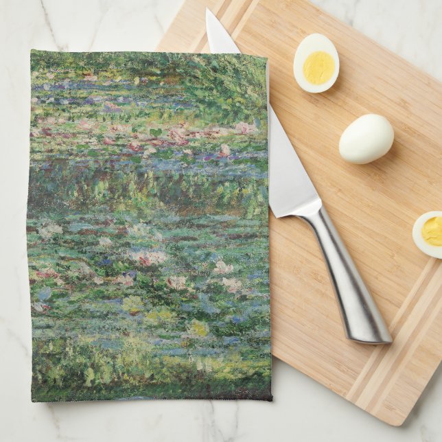 Linge De Cuisine L'étang de nénuphars, Paysage Peinture à l'huile,  (Quart Plié)