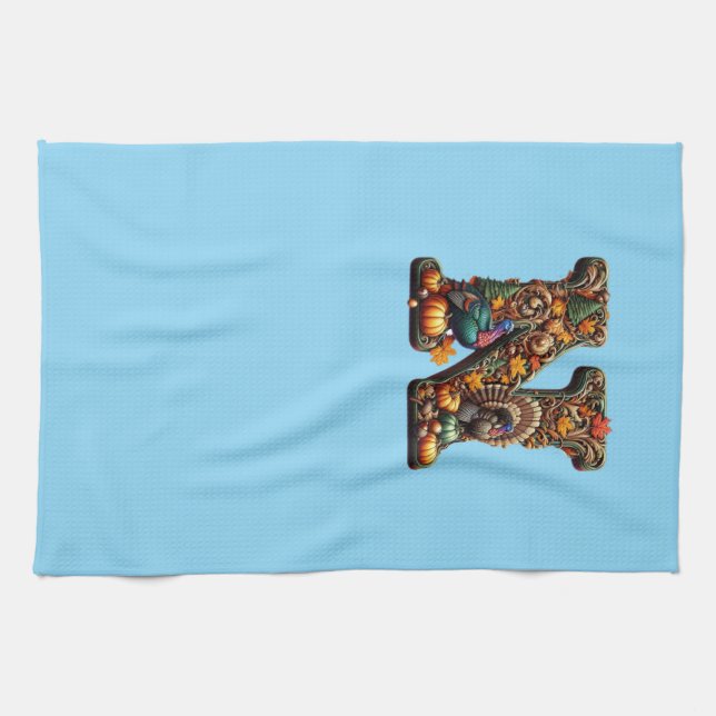 Linge De Cuisine Lettre cadeau N style Thanksgiving  (Horizontal)