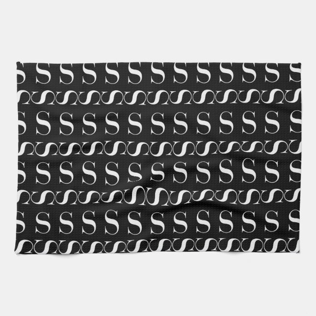 LINGE DE CUISINE LETTRE INITIALE MONÂTRE S (Horizontal)