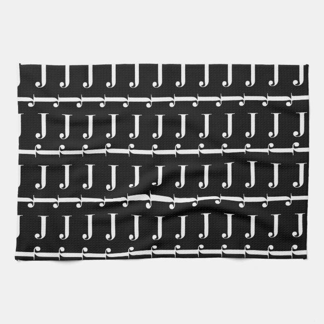 LINGE DE CUISINE LETTRE INITIALE MOYENNE J (Horizontal)