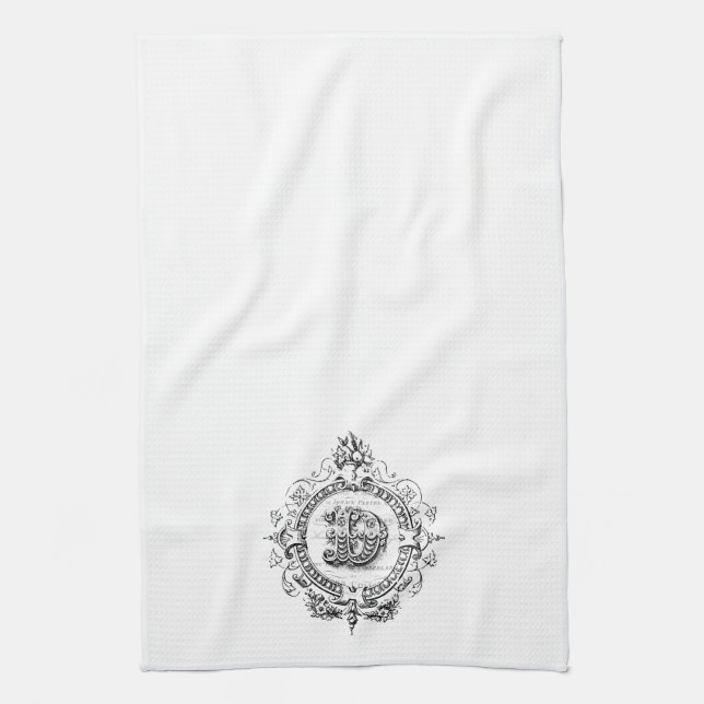 Linge De Cuisine lettre monographique vintage moderne D (Vertical)