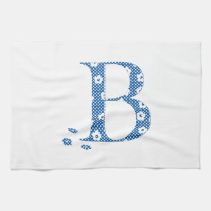 Linge De Cuisine LETTRE Motif Fleur B (bleu)