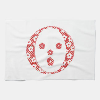 Linge De Cuisine LETTRE Motif Fleur O(rouge)