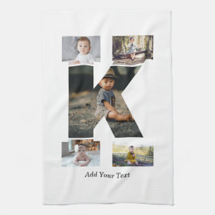 Linge De Cuisine Lettre noire et blanche K - Collage photo