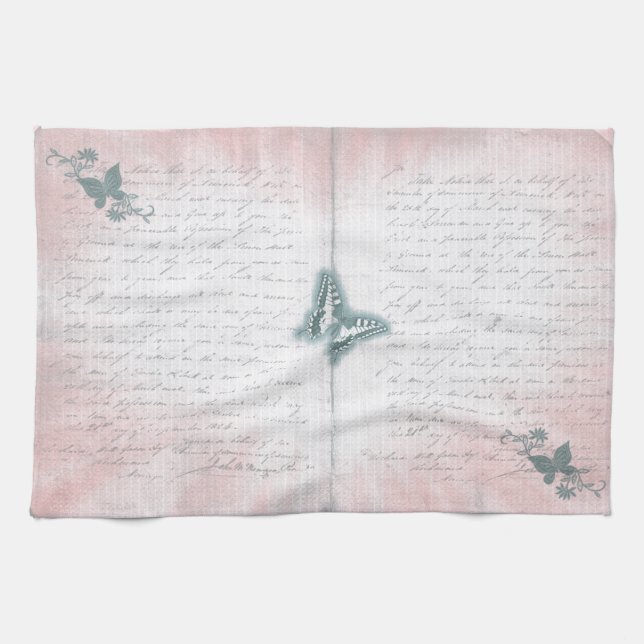 Linge De Cuisine Lettre papillon vintage (Horizontal)