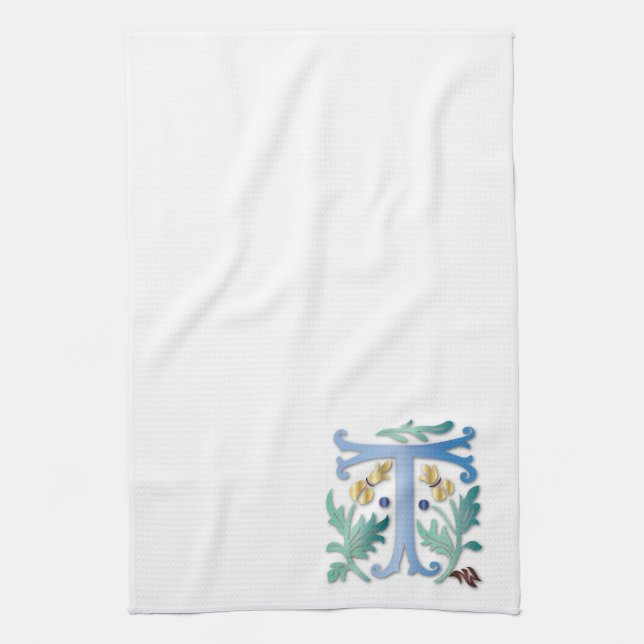 Linge De Cuisine Lettre T Monogram Fleur de lis (Vertical)