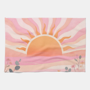 Linge De Cuisine Lever de soleil pastel bohème prairie