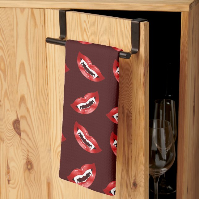 Linge De Cuisine Lèvres de Vampire Rouges Motif Bouche de Vampire H (Pliage en tiers)