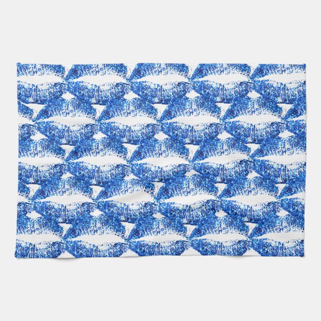 Linge De Cuisine Lèvres Parties scintillant bleues (Horizontal)