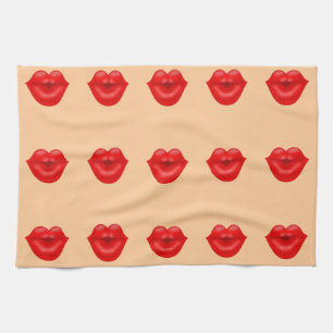Linge De Cuisine Lèvres rouges gros baiser
