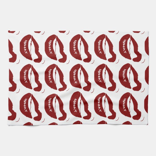 Linge De Cuisine Lèvres rouges Quelles Grr dents grises (Horizontal)