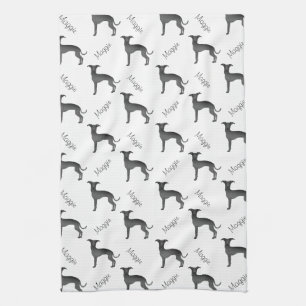 Linge De Cuisine Lévrier Italien Noir Motif de Chien Mignon Avec No