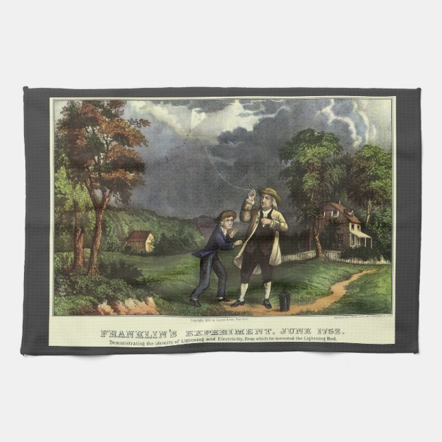 Linge De Cuisine L'expérience de Benjamin Franklin avec le cerf-vol (Horizontal)