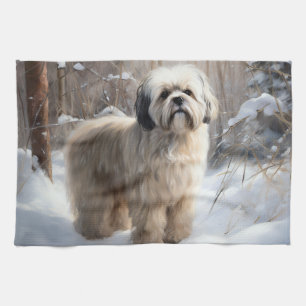 Linge De Cuisine Lhasa Apso Laissez Tomber la Neige Noël