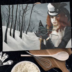 Linge De Cuisine Libellule d'hiver gothique Steampunk Victorienne