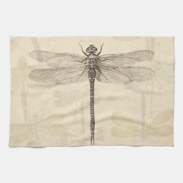 Linge De Cuisine Libellule Vintage Antique Classique Nature (Horizontal)