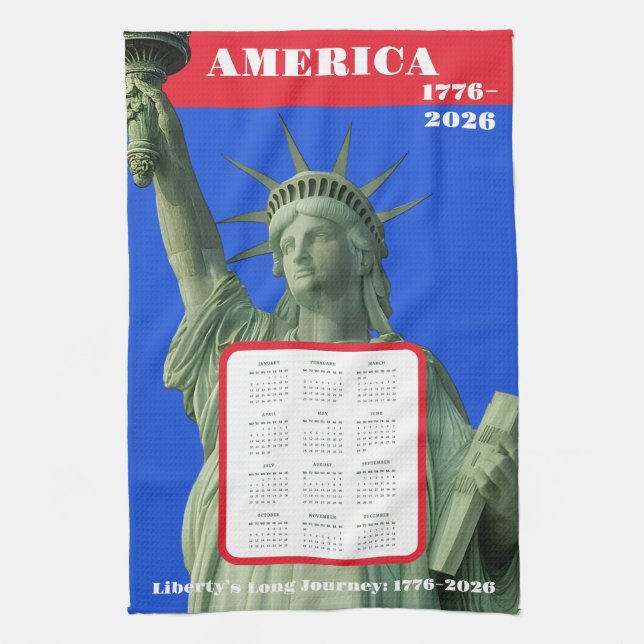Linge De Cuisine Liberty 1776-2026 Calendrier des Anniversaires USA (Vertical)