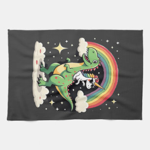 Linge De Cuisine Licorne Arc-en-Ciel Chevauchant T rex - Garçons Fi