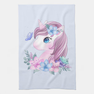 Linge De Cuisine Licorne bébé mignonne et magique à l'aquarelle