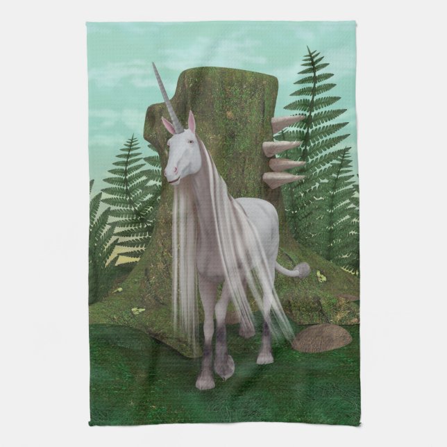 Linge De Cuisine Licorne blanche (Vertical)