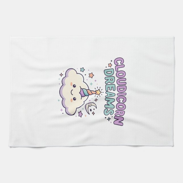 Linge De Cuisine Licorne Cloudicorn Rêves Tendance Graphique Tee De (Horizontal)