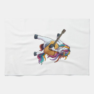 Linge De Cuisine Licorne Cool Jouant de la Guitare _ Guitare Animal