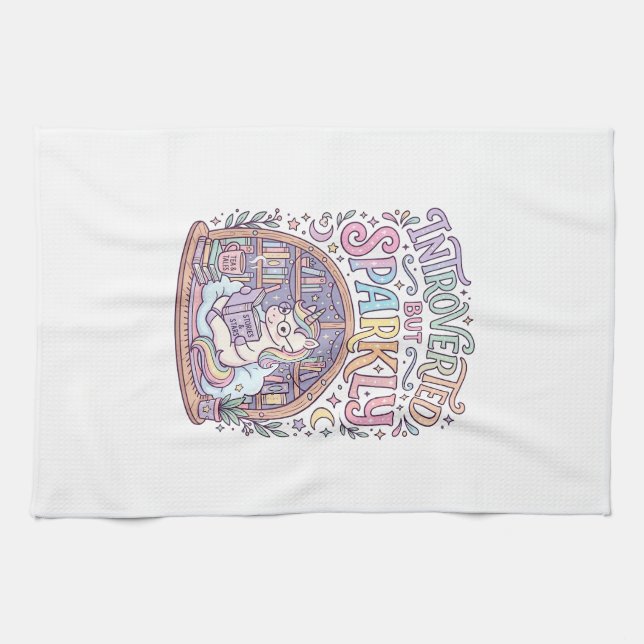 Linge De Cuisine Licorne Introvertie mais Originale Blanche Étincel (Horizontal)
