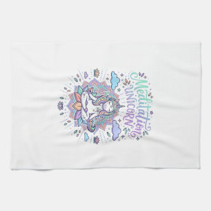 Linge De Cuisine Licorne Méditation Licorne Fond Blanc Vecteur