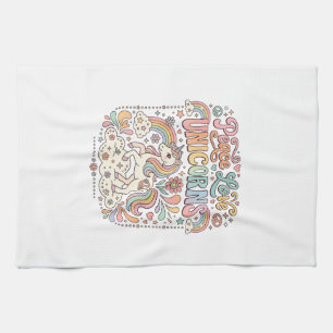 Linge De Cuisine Licorne Paix Amour Licornes Conception De Vecteur